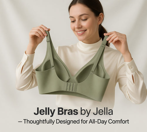 Woman holding a Jelly Bra